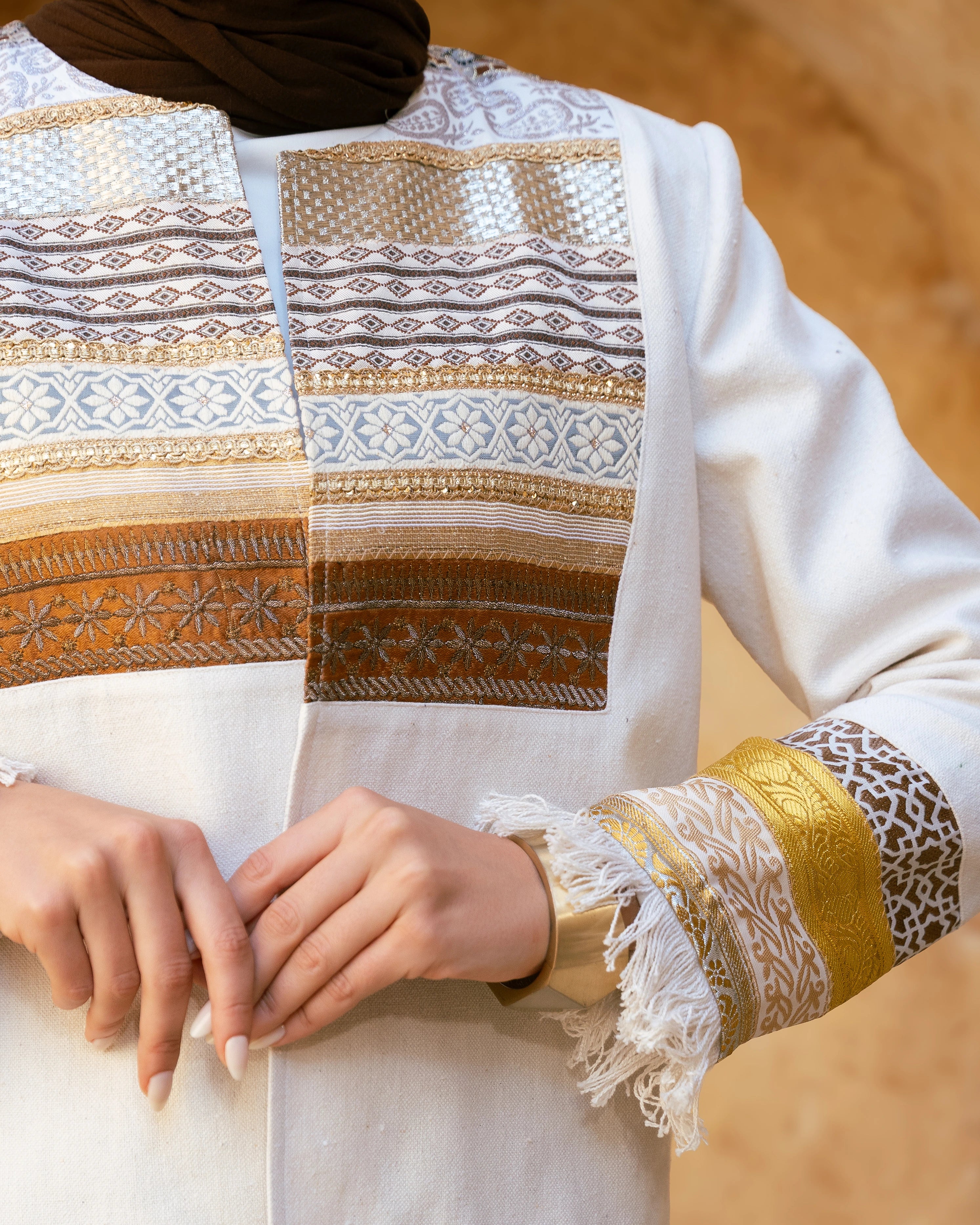 Indira Linen Jacket — Ivory Gold Edition