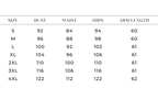 Gigi's Arabesk Co-ord measurements and dimensions chart