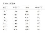 Gigi's wide-leg pants size chart diagram